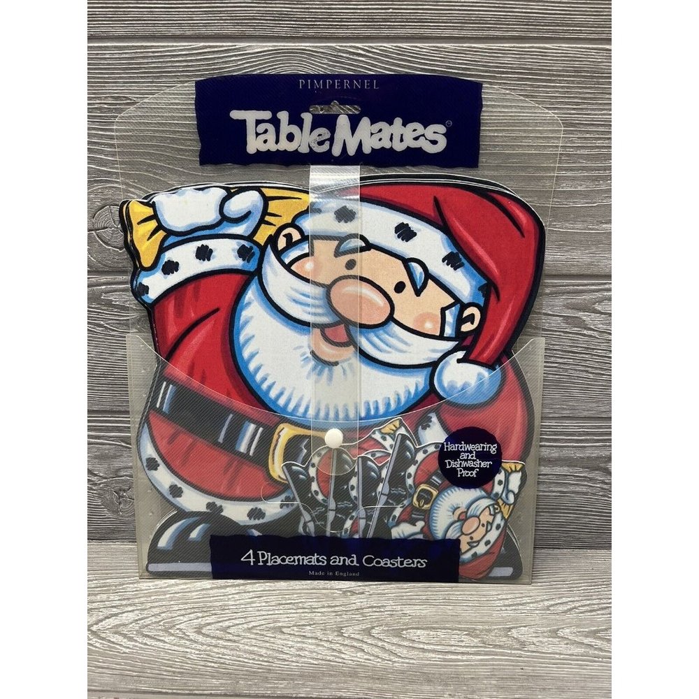 Pimpernel Table Mates Vinyl Christmas Santa 4 Placemats & Coasters England READ